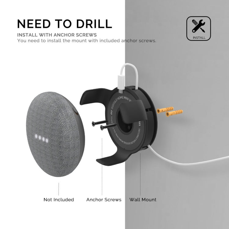 For Google Home Mini AhaStyle PT62 Wall Bracket Smart Speaker Bracket Black - free shipping - PMC TechLife - Order now!