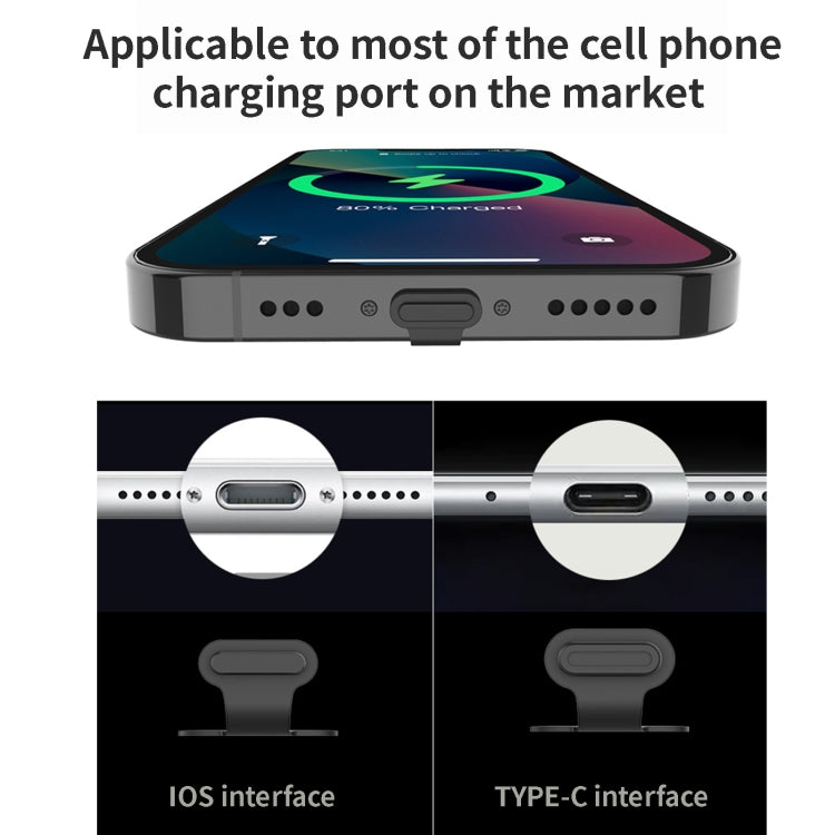 10pcs 8 Pin Mobile Phone Charging Port Silicone Anti-Dust Plug Back-adhesive Loss-proof Cover(Transparent) - Anti-dust & Ear Caps by PMC TechLife | Online Shopping South Africa | PMC TechLife