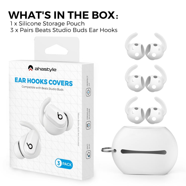 For Beats Studio Buds AhaStyle PT172 Earphone Silicone Ear Caps, Style: Earcap x 3+Case (White) - Anti-dust & Ear Caps by AhaStyle | Online Shopping South Africa | PMC TechLife | Buy Now Pay Later Mobicred