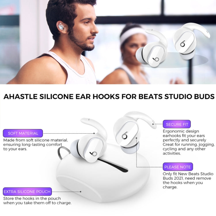 For Beats Studio Buds AhaStyle PT172 Earphone Silicone Ear Caps, Style: Earcap x 3+Case (White) - Anti-dust & Ear Caps by AhaStyle | Online Shopping South Africa | PMC TechLife | Buy Now Pay Later Mobicred