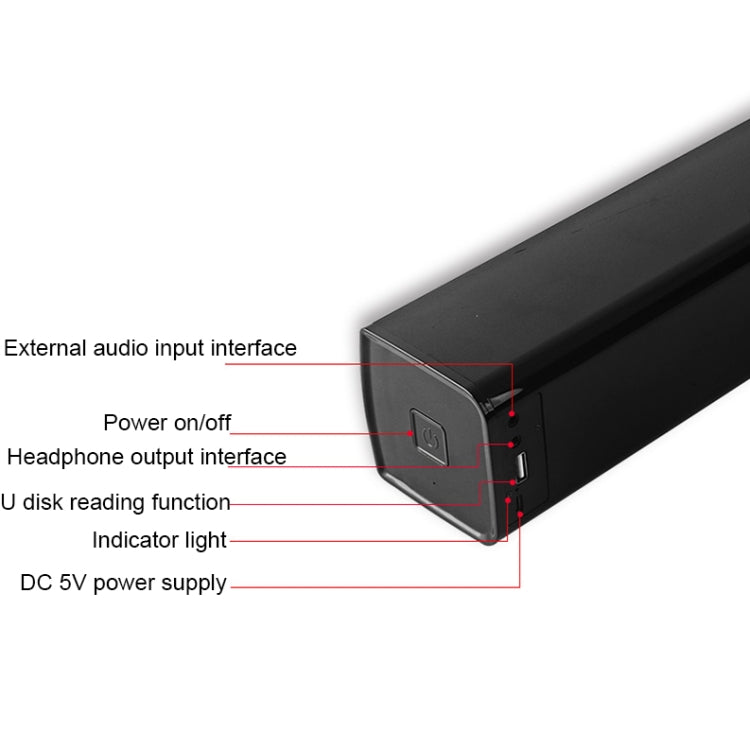 BT809S Desktop Long Gaming Bluetooth Speaker Computer USB Plug-in Intelligent Ambient Light Audio(Black) - Desktop Speaker by PMC TechLife | Online Shopping South Africa | PMC TechLife