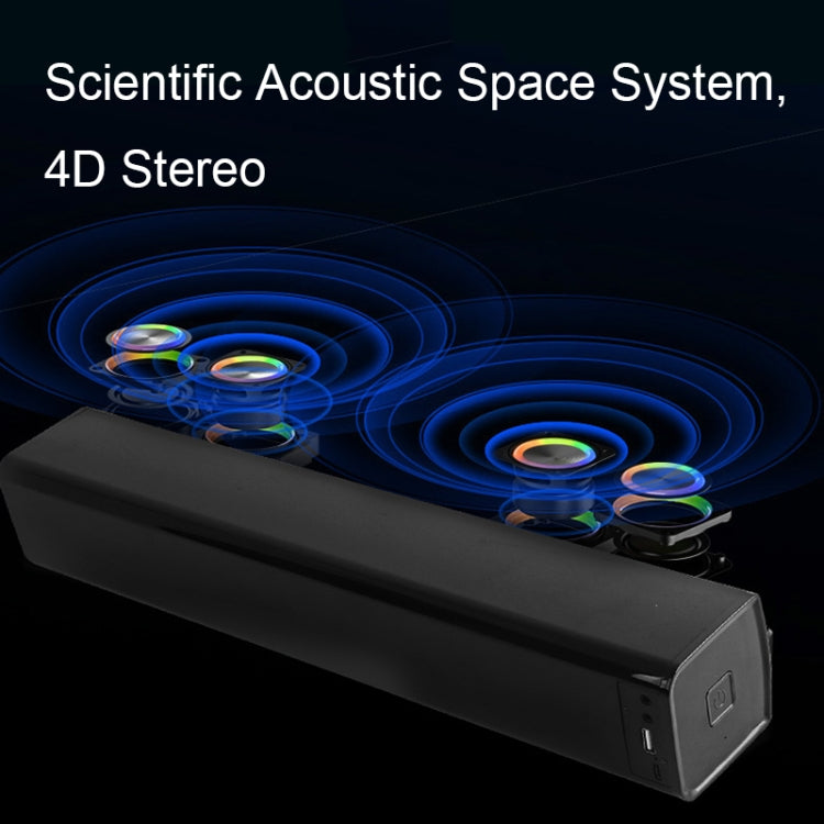 BT809S Desktop Long Gaming Bluetooth Speaker Computer USB Plug-in Intelligent Ambient Light Audio(Black) - Desktop Speaker by PMC TechLife | Online Shopping South Africa | PMC TechLife