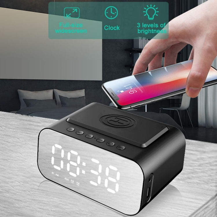 BT510 15W LED Clock Wireless Charging Bluetooth Speaker Multifunctional Smart Mirror Alarm Clock Audio(Iron Black) - Desktop Speaker by PMC TechLife | Online Shopping South Africa | PMC TechLife