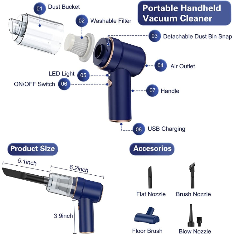 SUITU  ST-6638 Car Wireless Vacuum Cleaner Suction and Blower Integrated With Light ,Spec: Top Version Type-C - Vacuum Cleaner by SUITU | Online Shopping South Africa | PMC TechLife | Buy Now Pay Later Mobicred