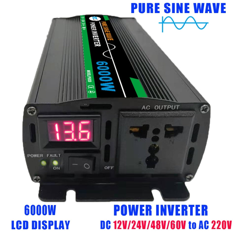 6000W (Actual 1000W) 60V to 220V High Power Car Sine Wave Inverter Power Converter - Pure Sine Wave by PMC TechLife | Online Shopping South Africa | PMC TechLife
