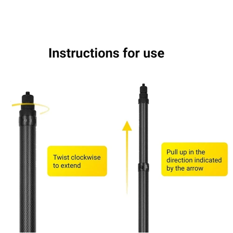 1.5m Carbon Fiber Extended Monopod Invisible Selfie Stick For Insta360  / DJI Action / GoPro / Xiao Yi Sports Camera - Extendable Pole by PMC TechLife | Online Shopping South Africa | PMC TechLife