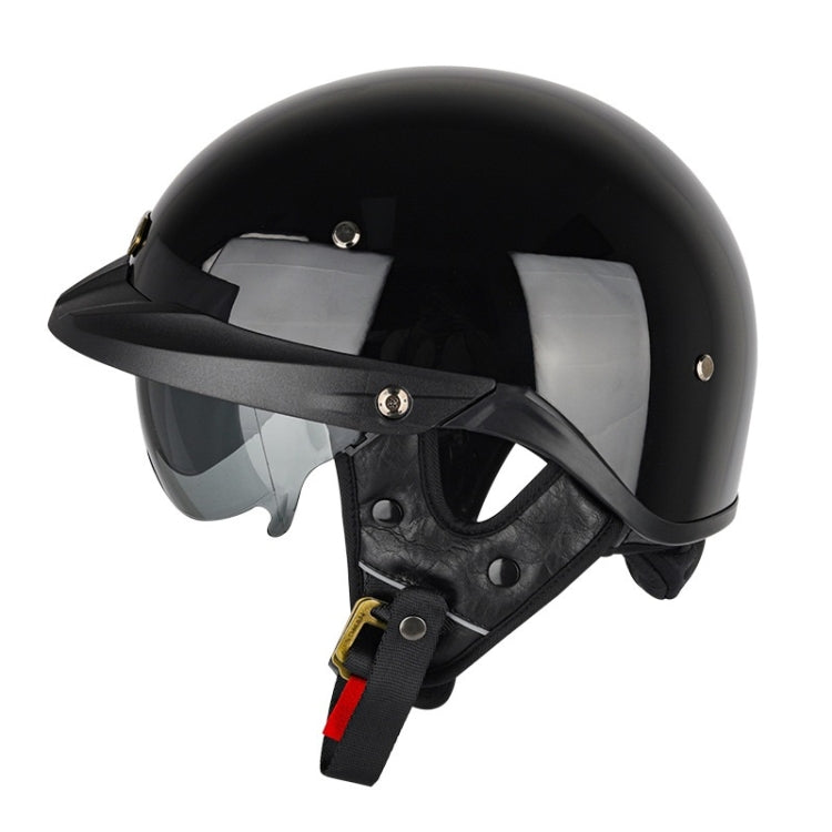 SOMAN Motorcycle Half Helmet Adjustable Helmet With Inner Mirror, Size: L(Bright Black) - free shipping - PMC TechLife - Order now!