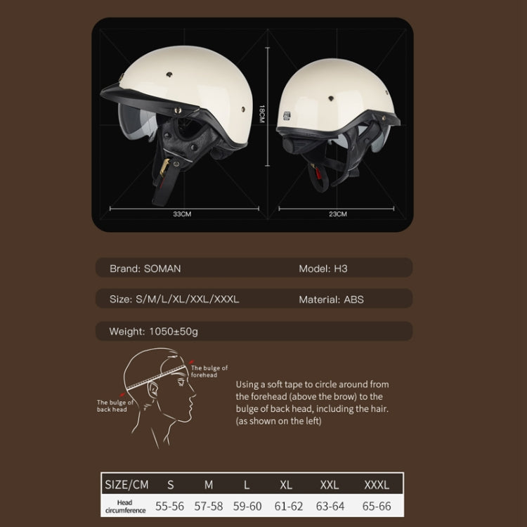 SOMAN Motorcycle Half Helmet Adjustable Helmet With Inner Mirror, Size: M(Cement Gray with Transparent Mirror) - free shipping - PMC TechLife - Order now!