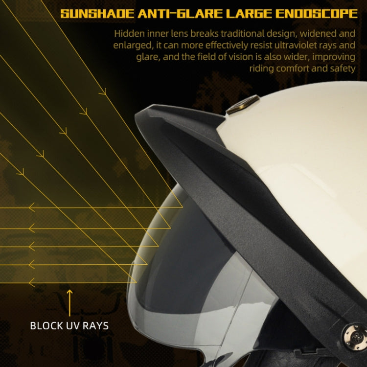 SOMAN Motorcycle Half Helmet Adjustable Helmet With Inner Mirror, Size: M(White with Transparent Mirror) - free shipping - PMC TechLife - Order now!