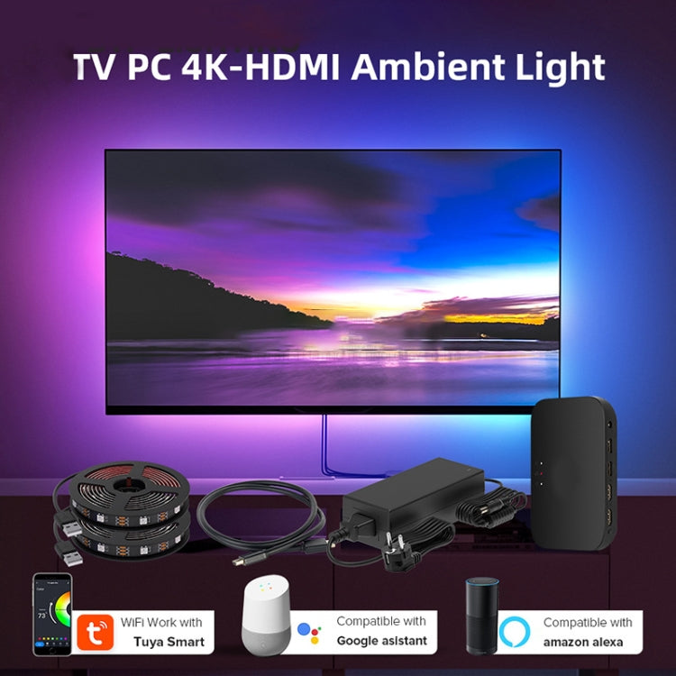 HDMI 2.0-PRO Smart Ambient TV Led Backlight Led Strip Lights Kit Work With TUYA APP Alexa Voice Google Assistant 2 x 1.5m(EU Plug) - Casing Waterproof Light by PMC TechLife | Online Shopping South Africa | PMC TechLife