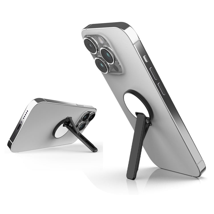 Aluminum Alloy Mobile Phone Bracket Ultra-thin Rotating Back Stick Lollipop Mirror Bracket(Black) - Desktop Holder by PMC TechLife | Online Shopping South Africa | PMC TechLife