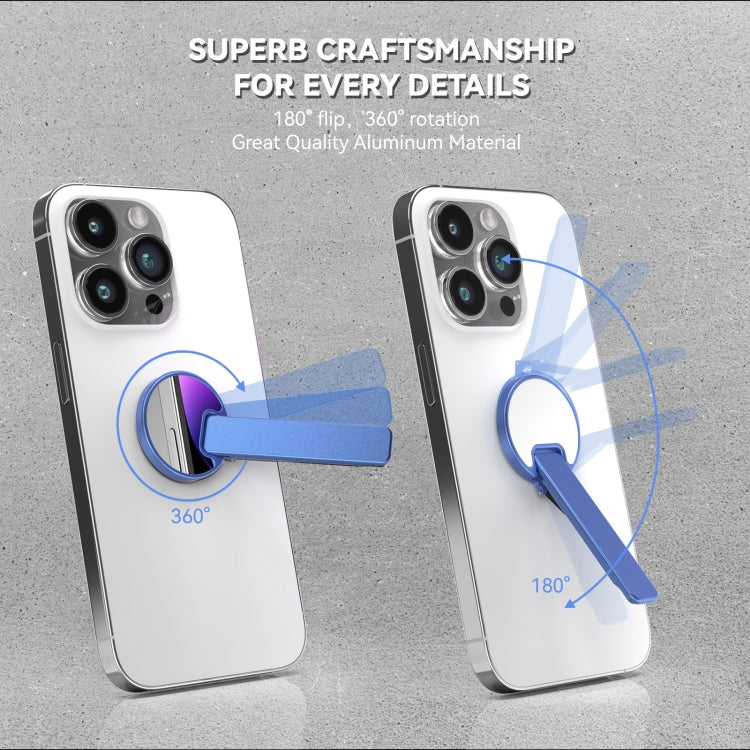 Aluminum Alloy Mobile Phone Bracket Ultra-thin Rotating Back Stick Lollipop Mirror Bracket(Blue) - Desktop Holder by PMC TechLife | Online Shopping South Africa | PMC TechLife