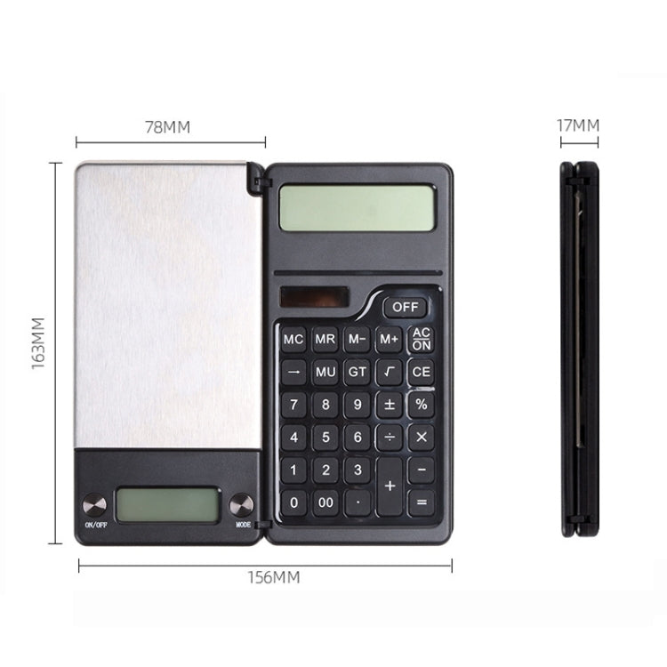 0.1g/1kg Kitchen Digital Scale Pocket Scale With Solar Calculator(Black) - Jewelry Scales by PMC TechLife | Online Shopping South Africa | PMC TechLife