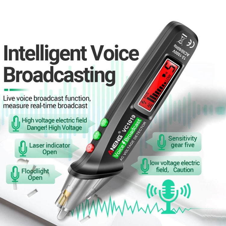 ANENG VC1019 Non-Contact Induction Electric Pen High-Precision Line Detection Breakpoint Voice Test Pen(Black) - free shipping - PMC TechLife - Order now!
