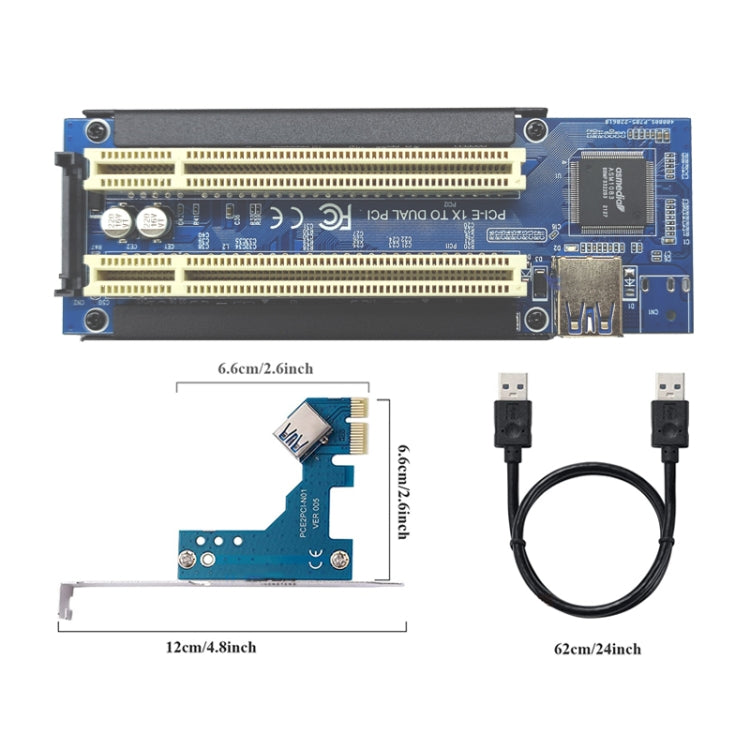 PCI-E 1X To Dual PCI Riser Card Extend Adapter Add Expansion Card For PC Computer - Add-on Cards by PMC TechLife | Online Shopping South Africa | PMC TechLife
