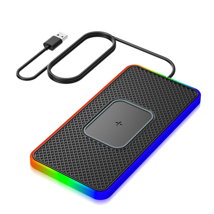 2 In 1 15W Car Mobile Phone Wireless Charger Non-slip Mat with Colorful Light USB Cable 1m - free shipping - PMC TechLife - Order now!