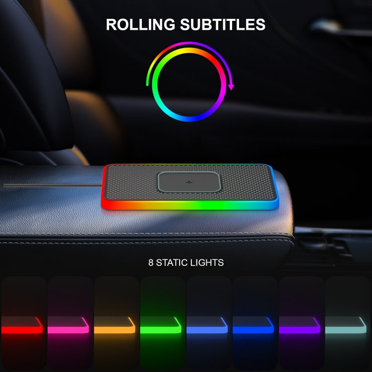 2 In 1 15W Car Mobile Phone Wireless Charger Non-slip Mat with Colorful Light USB Cable 1m - free shipping - PMC TechLife - Order now!