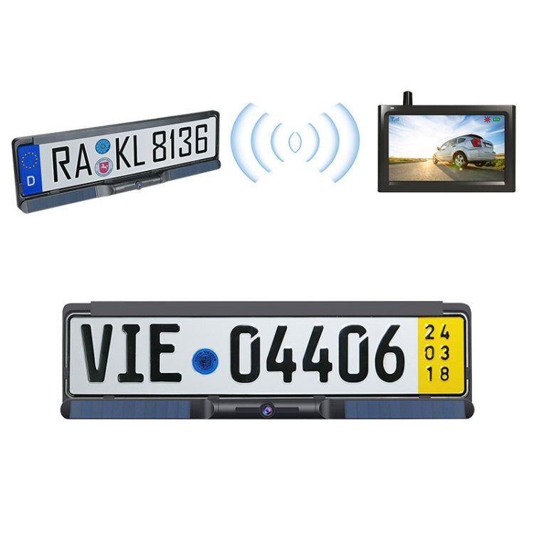 Solar Integrated License Plate Frame Vehicle Camera Wireless Reversing Display(RC03) - Rear View Cameras by PMC TechLife | Online Shopping South Africa | PMC TechLife