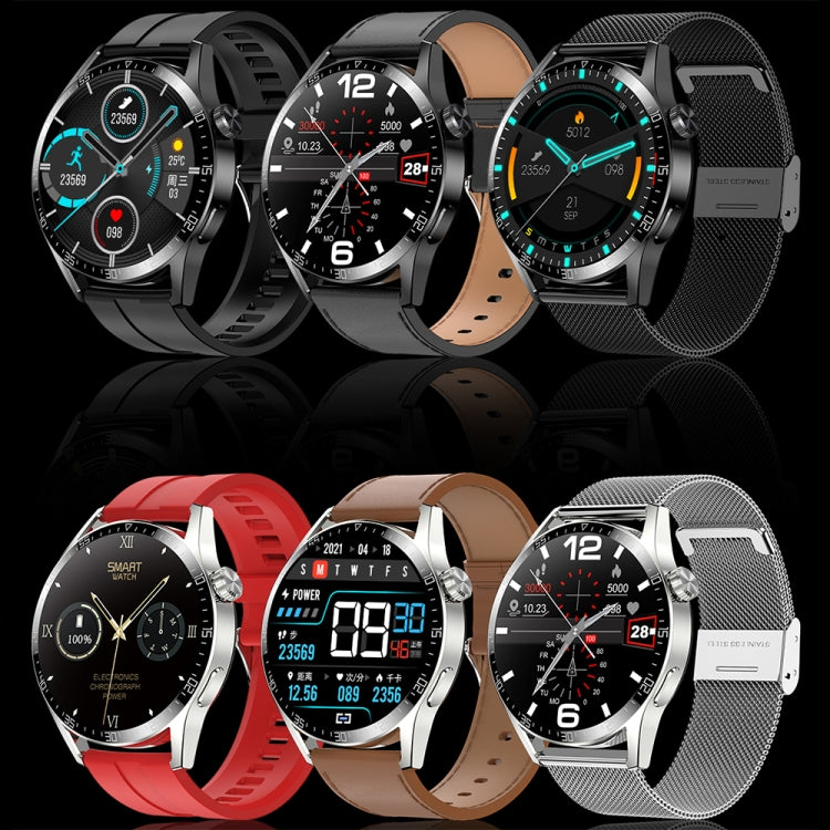 Sports Health Monitoring Waterproof Smart Call Watch With NFC Function, Color: Silver-Brown Leather - Smart Watches by PMC TechLife | Online Shopping South Africa | PMC TechLife | Buy Now Pay Later Mobicred