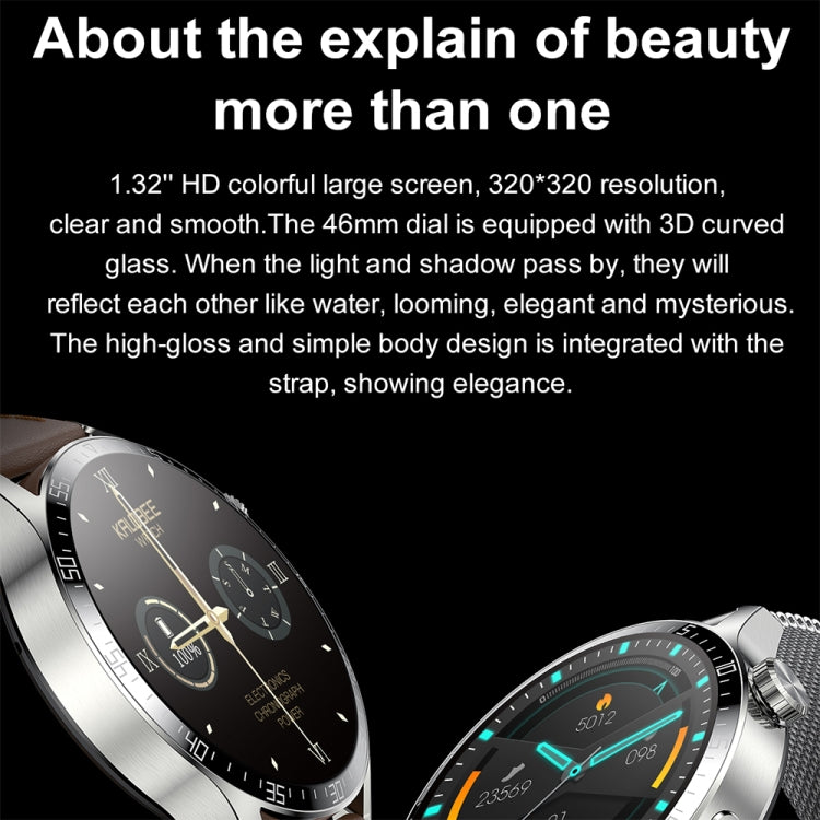 Sports Health Monitoring Waterproof Smart Call Watch With NFC Function, Color: Silver-Brown Leather - Smart Watches by PMC TechLife | Online Shopping South Africa | PMC TechLife | Buy Now Pay Later Mobicred
