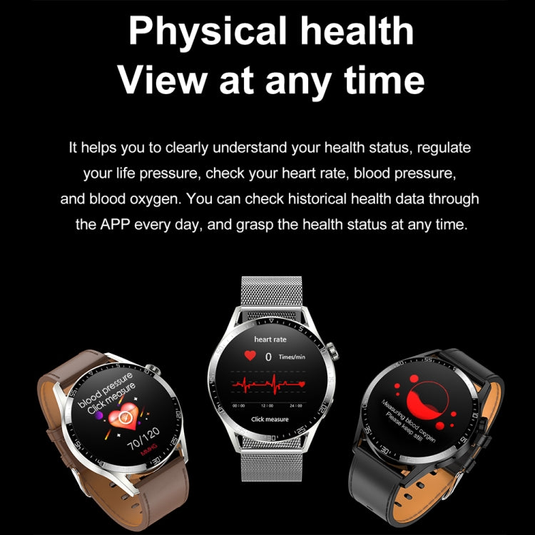 Sports Health Monitoring Waterproof Smart Call Watch With NFC Function, Color: Silver-Brown Leather - Smart Watches by PMC TechLife | Online Shopping South Africa | PMC TechLife | Buy Now Pay Later Mobicred