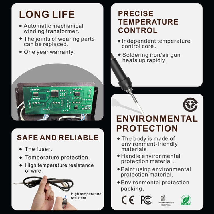 BAKU BA-601C+ Digital Display 2-In-1 Electric Soldering Iron Heat Exchanger Mobile Phone Maintenance Desoldering EU Plug 220V - free shipping - PMC TechLife - Order now!