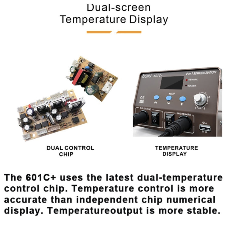 BAKU BA-601C+ Digital Display 2-In-1 Electric Soldering Iron Heat Exchanger Mobile Phone Maintenance Desoldering EU Plug 220V - free shipping - PMC TechLife - Order now!