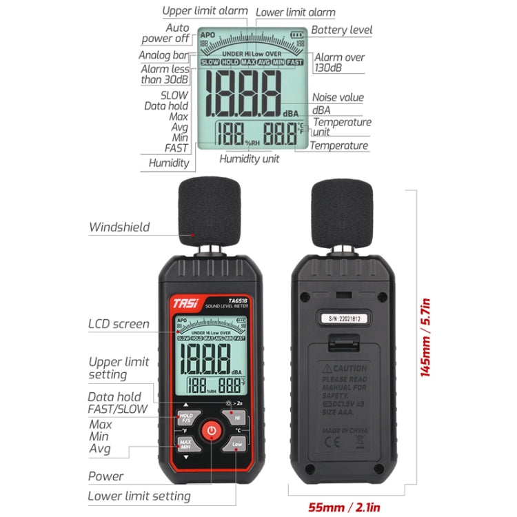 TASI TA651B Household Noise Tester Decibel Device - free shipping - PMC TechLife - Order now!