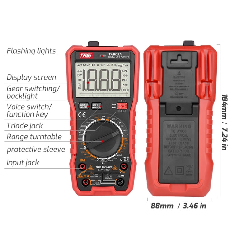 TASI TA803B Digital High Precision Multimeter Digital Display Household Multifunction Electrician Multimeter - free shipping - PMC TechLife - Order now!
