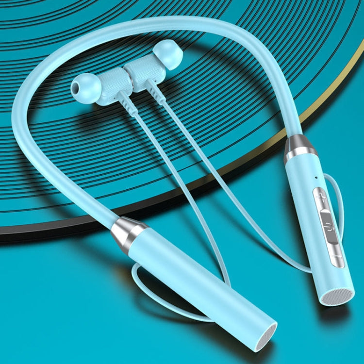 Wireless Hanging Neck Long Battery Life Sports Binaural Bluetooth Headset(Blue OPP Bag) - Neck-mounted Earphone by PMC TechLife | Online Shopping South Africa | PMC TechLife