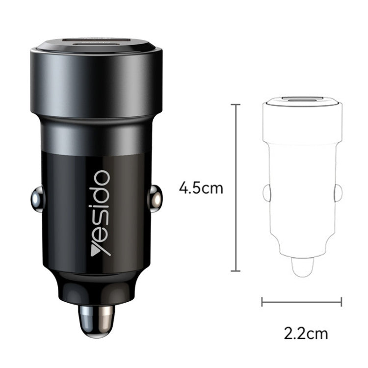 Yesido Y54 With 8 Pin To Type-C/USB-C Line Car Charger QC3.0+PD30W Type-C/USB-C+USB Dual Port Quick Charge(Black) - free shipping - PMC TechLife - Order now!