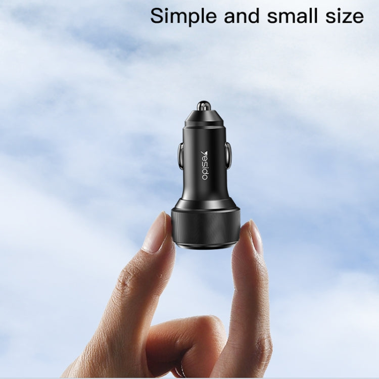 Yesido Y48  60W Car Fast Charger Aluminum Aluminum Double Type-C/USB-C Port Car Charger(Black) - free shipping - PMC TechLife - Order now!