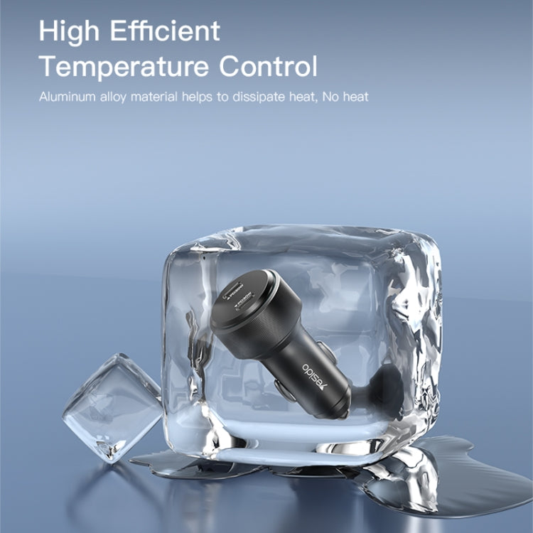 Yesido Y48  60W Car Fast Charger Aluminum Aluminum Double Type-C/USB-C Port Car Charger(Black) - free shipping - PMC TechLife - Order now!