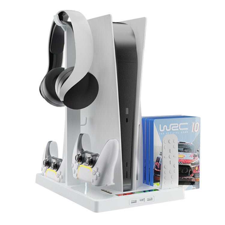 iplay for PS5 Host Cooling Handle Charging Base with Disc Storage Rack(White) - free shipping - PMC TechLife - Order now!