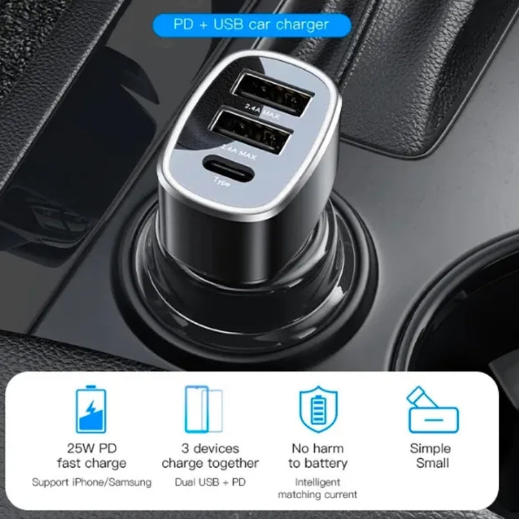 Yesido Y47 49W Double USB+Type-C/USB-C Port Car Fast Charger(Black) - free shipping - PMC TechLife - Order now!