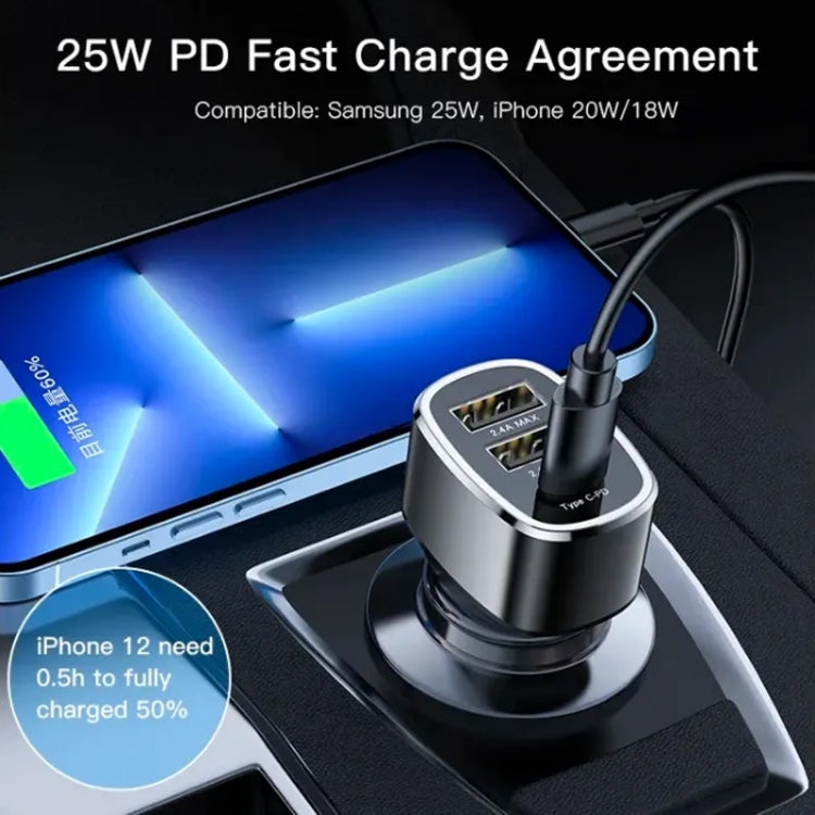 Yesido Y47 49W Double USB+Type-C/USB-C Port Car Fast Charger(Black) - free shipping - PMC TechLife - Order now!