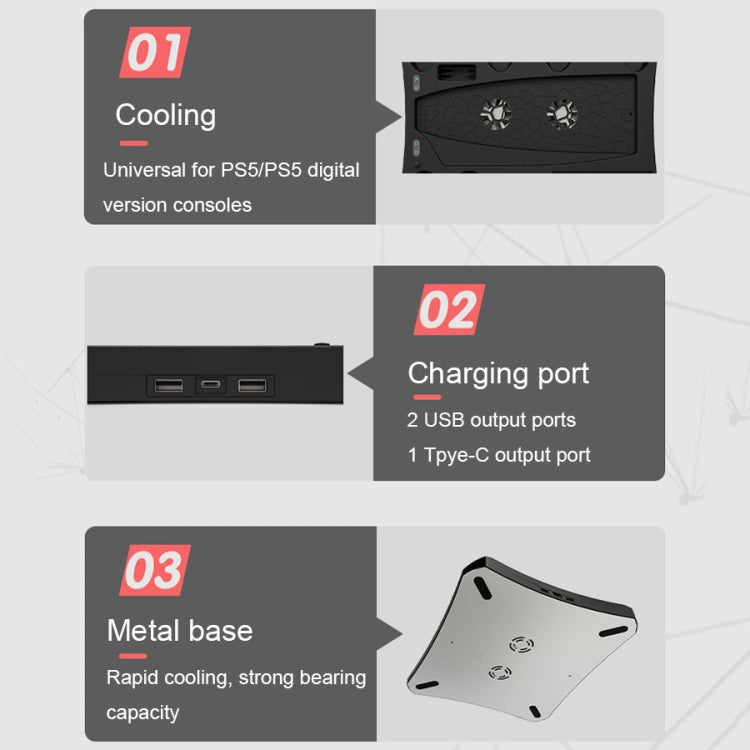 iplay HBP-270 For Sony PS5 Multifunctional Host Heat Dissipation Charging Base with Storage Rack(Black) - free shipping - PMC TechLife - Order now!