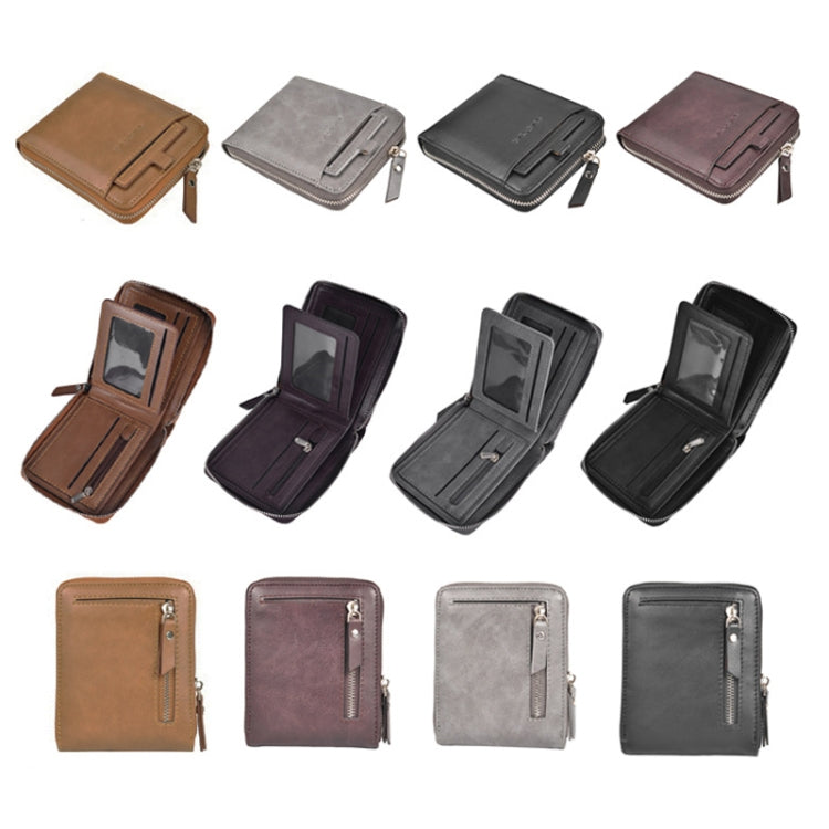 DEABOLAR Men Short Type PU Wallet Retro Zipper RFID Antimagnetic Card Holder(Brown) - Antimagnetic RFID Package by DEABOLAR | Online Shopping South Africa | PMC TechLife | Buy Now Pay Later Mobicred
