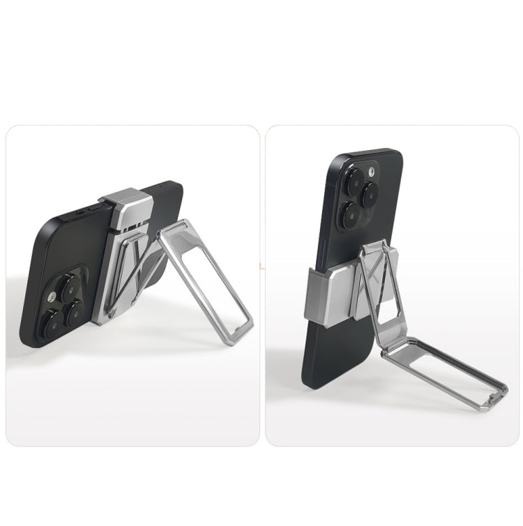 Back Clip Double Ring Magnetic Metal Folding Phone Bracket Desktop Lazy Ring Phone Holder(Black) - Ring Holder by PMC TechLife | Online Shopping South Africa | PMC TechLife