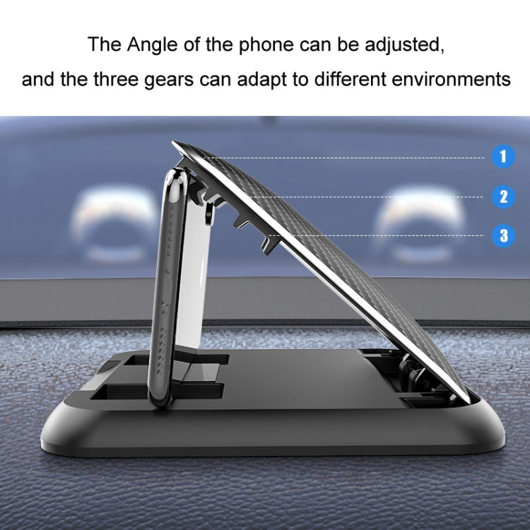 Car Mobile Phone Holder Carbon Fiber Pattern Silicone Dashboard Holder(Black) - Universal Car Holders by PMC TechLife | Online Shopping South Africa | PMC TechLife | Buy Now Pay Later Mobicred