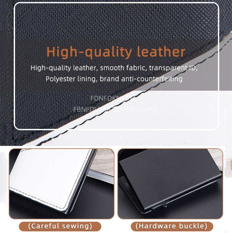 Baellerry RFID Anti-theft Aluminum Box Leather Wallet Side Push Contrasting Antimagnetic Card Holder(Blue) - free shipping - PMC TechLife - Order now!