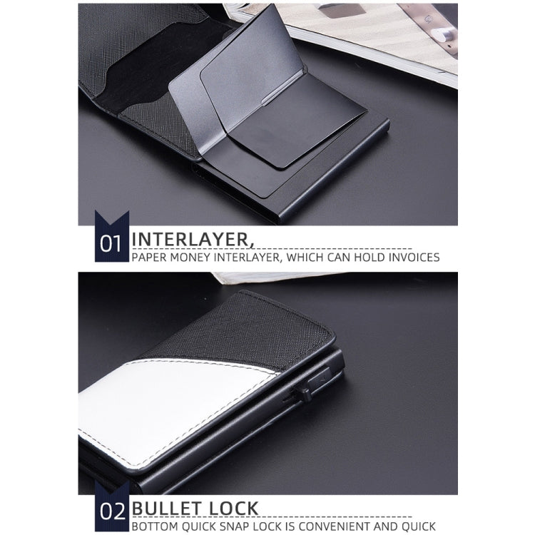 Baellerry RFID Anti-theft Aluminum Box Leather Wallet Side Push Contrasting Antimagnetic Card Holder(Blue) - free shipping - PMC TechLife - Order now!