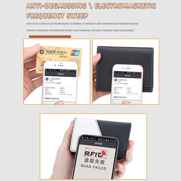 Baellerry RFID Anti-theft Aluminum Box Leather Wallet Side Push Contrasting Antimagnetic Card Holder(Blue) - free shipping - PMC TechLife - Order now!