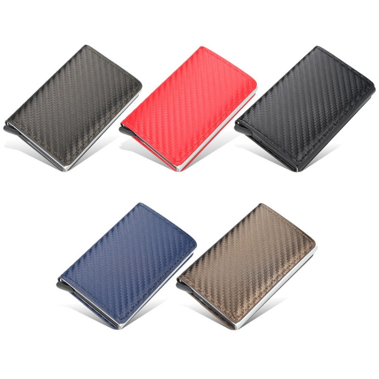 Baellerry RFID Anti-theft Plaid Leather Wallet Metal Aluminum Box Automatic Eject Type Card Holder(Blue) - Antimagnetic RFID Package by Baellerry | Online Shopping South Africa | PMC TechLife | Buy Now Pay Later Mobicred