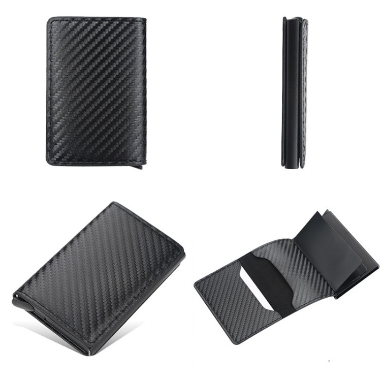 Baellerry RFID Anti-theft Plaid Leather Wallet Metal Aluminum Box Automatic Eject Type Card Holder(Black) - Antimagnetic RFID Package by Baellerry | Online Shopping South Africa | PMC TechLife | Buy Now Pay Later Mobicred