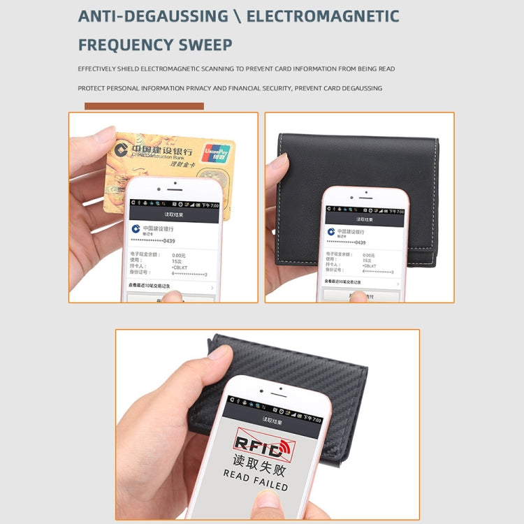 Baellerry RFID Anti-theft Plaid Leather Wallet Metal Aluminum Box Automatic Eject Type Card Holder(Black) - Antimagnetic RFID Package by Baellerry | Online Shopping South Africa | PMC TechLife | Buy Now Pay Later Mobicred