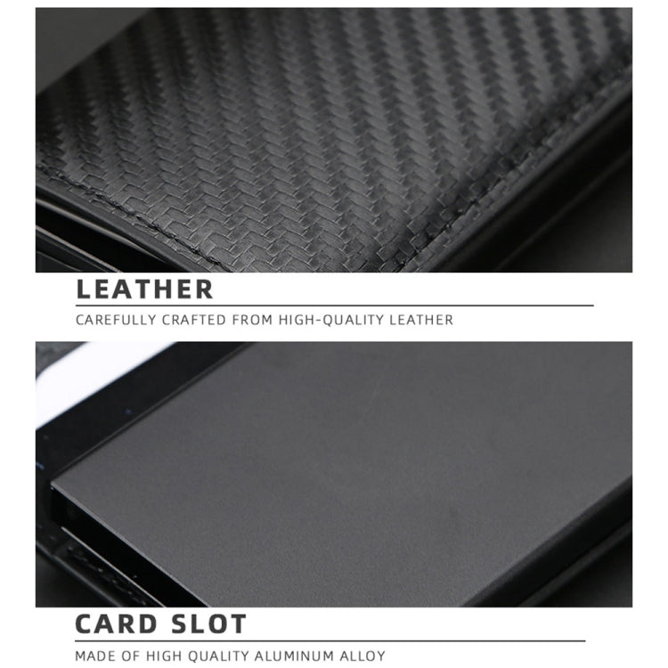 Baellerry RFID Anti-theft Plaid Leather Wallet Metal Aluminum Box Automatic Eject Type Card Holder(Gold) - free shipping - PMC TechLife - Order now!