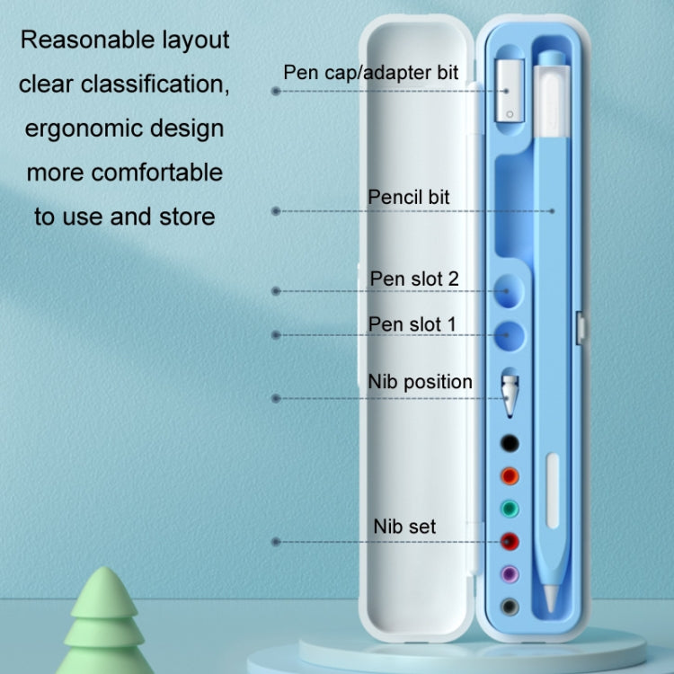 For Apple Pencil 1/2 Capacitance Pen Adapter Accessory Storage Box(Crescent White) - Pencil Accessories by PMC TechLife | Online Shopping South Africa | PMC TechLife