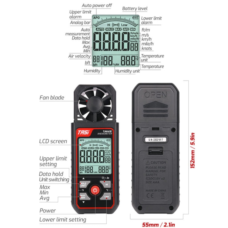 TASI TA641B High Precision Wind Speed Instrument Wind Volume Tester Handheld Wind Speed Meter - free shipping - PMC TechLife - Order now!
