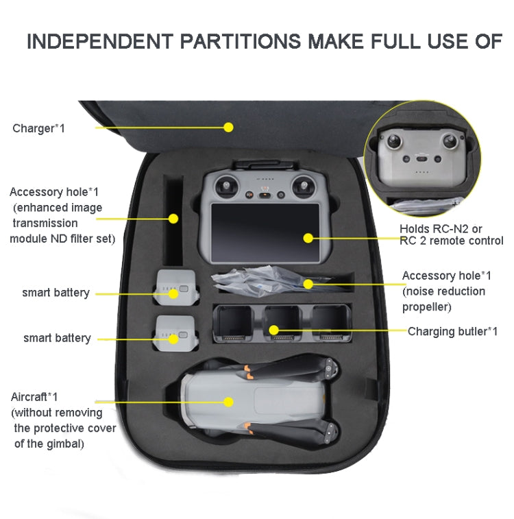 For DJI AIR 3 Hard Shell Storage Bag Portable Protective Backpack(Black) - Backpacks & Bags by PMC TechLife | Online Shopping South Africa | PMC TechLife